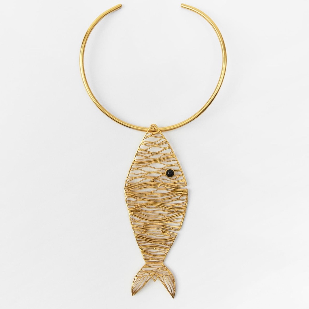 Zara limited edition Golden fish choker - Picture 2 of 4